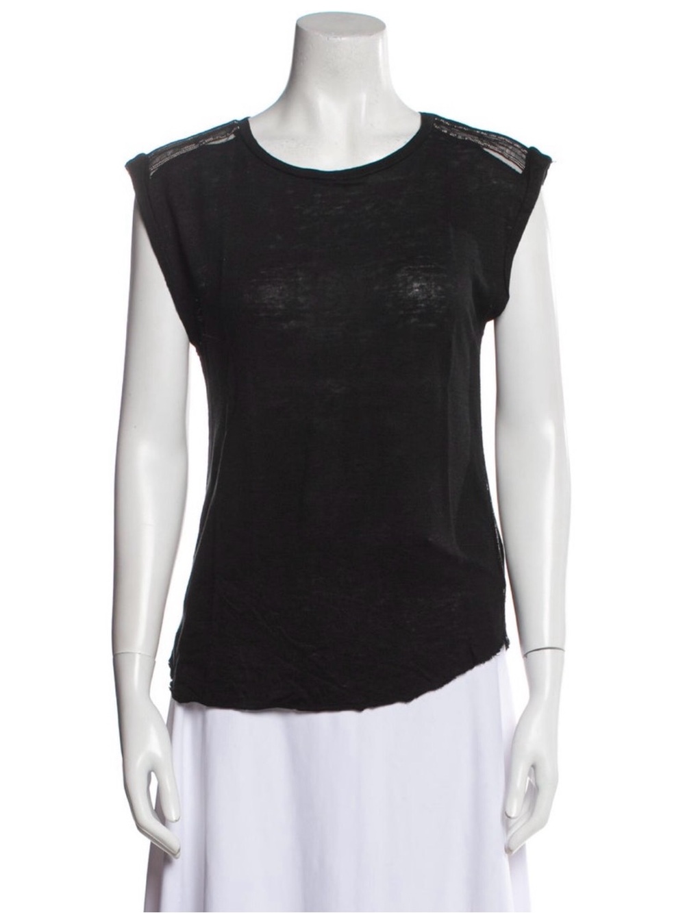 Maje Black Silver Beaded-Trim Cap Sleeve Tank